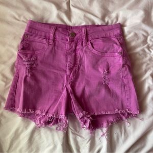 Fashion Nova Frayed Denim Shorts- Violet/Purple (size 3)